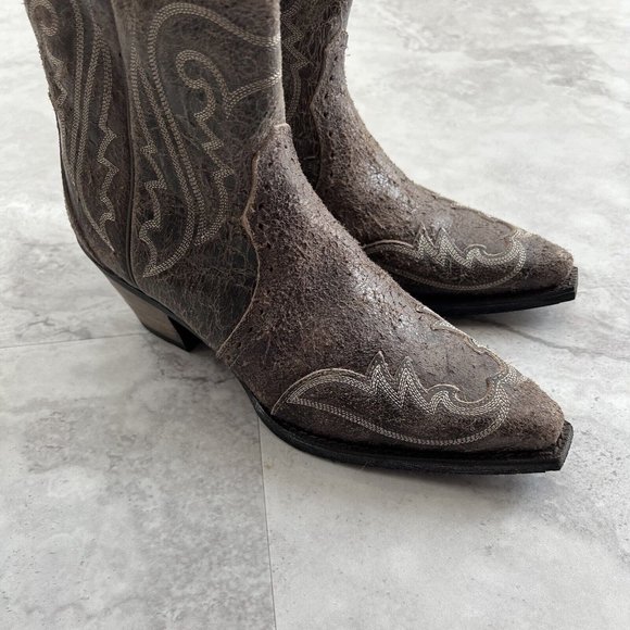 ARIAT Womens Heritage Leather Wing Tip Snip Toe Cowgirl Boots 9 B Broken-Slate - Picture 3 of 9